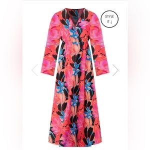 Women’s long sleeve tropical maxi dress
